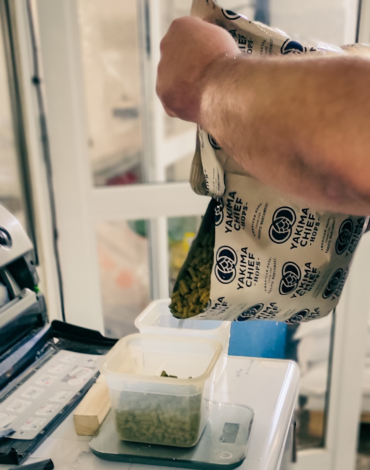 Craft beer in Bulgaria: Cohones Brewery Measuring hops in the brewery | Craft beer in Bulgaria: Cohones Brewery, Sofia | Craft Beer Nomads blog