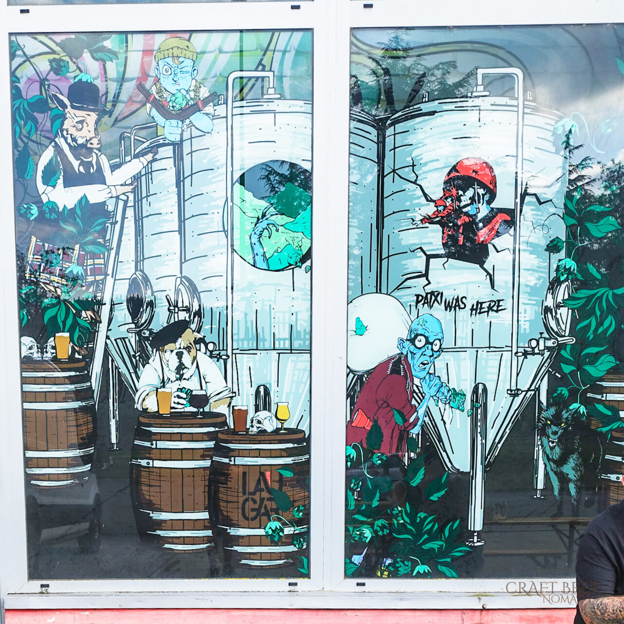 Craft beer in the Basque Country: Laugar Brewery Graphics in the windows of Laugar Taproom | Craft Beer in the Basque Country: Laugar Brewery | Craft Beer Nomads