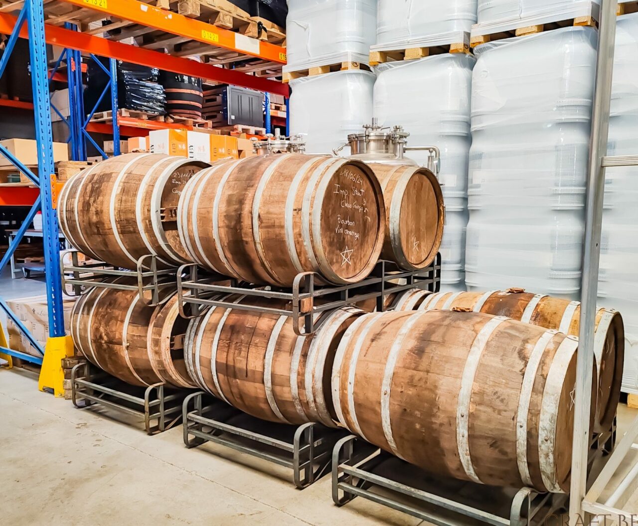 Beer barrels in Les Intenables microbrewery | Craft beer in Alsace: Les Intenables and Mogwaï | Craft Beer Nomads